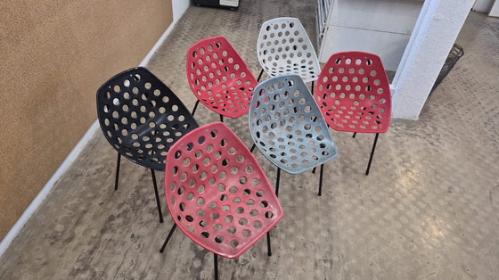 Image 1 of 6x sedie coquillage pierre guariche per meurop