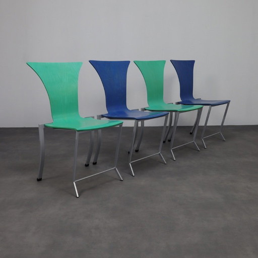 KFF – Karl Friedrich Förster Set of 4 Postmodern Dining Chairs, 1990s