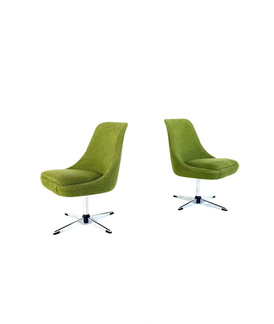 Set of 2 Vintage Cocktail Armchairs '60s – Chrome, Textile (photo 8 of 9)