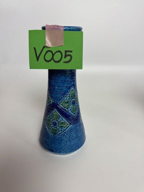 Image 1 of Mid-Century Italian Design Bitossi Rimini Blu Glazed Ceramic Vase. Italy, 1960s.