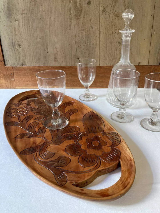 Image 1 of Vassoio da portata in legno di acacia, Guadalupa, anni '80