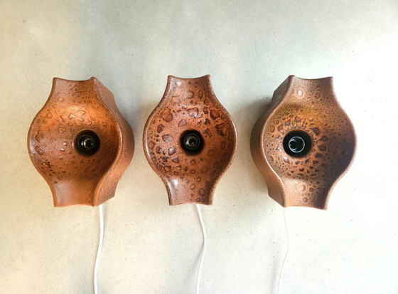 Image 1 of 1 van 3 Cari Zalloni keramieken vintage wandlamp; west germany fat lava stijl, keramische retro wandlamp