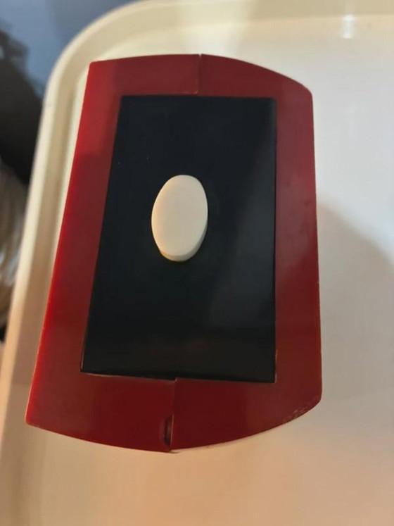 Rhythm Wecker, rotes Space Age Gehäuse, schwarzes Zifferblatt, Japan, 1970er, Dekorative Objekte, Kunststoff (Foto 5 von 6)