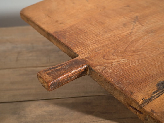 Antique low table in primitive style (c.1920) #14, Side tables, Wood, Brown, Rustic (photo 13 of 21)