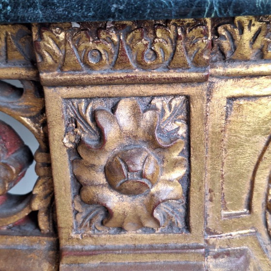 Image 1 of Console murale demi-lune de style baroque français avec plateau en marbre