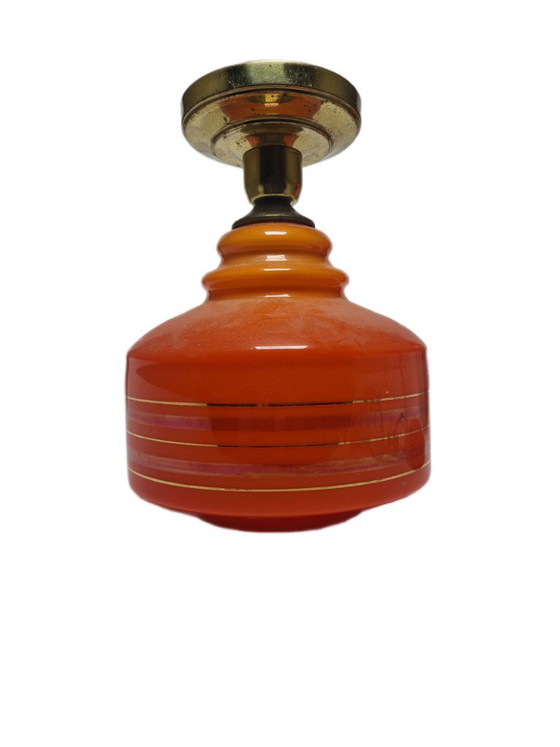 Vintage Pendant Lamp, Poland, 1960s – Glass, Metal (photo 2 of 8)
