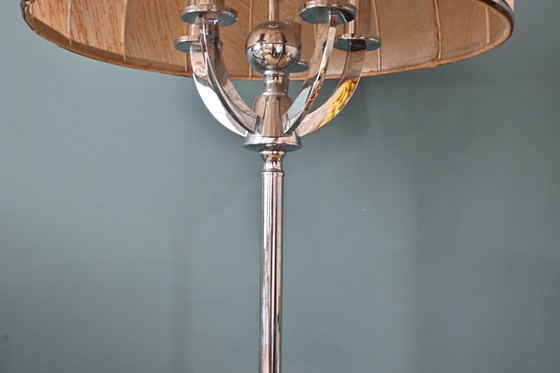 Image 1 of Lampada da terra anni '70 con base cromata e paralume a ombrello