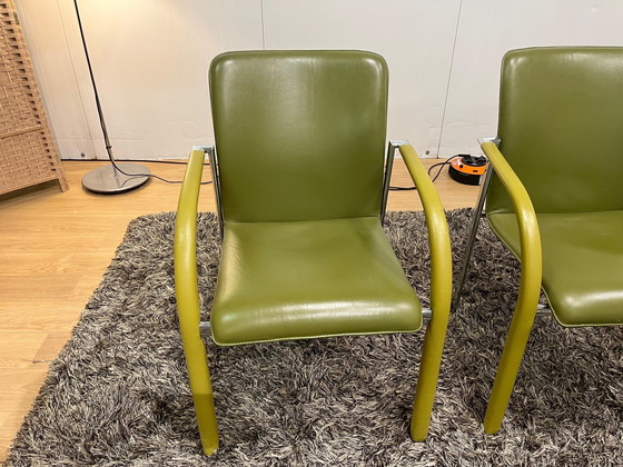 Image 1 of ZGAN Leolux Cimaronne Esszimmerstühle Grün (4 Stück)