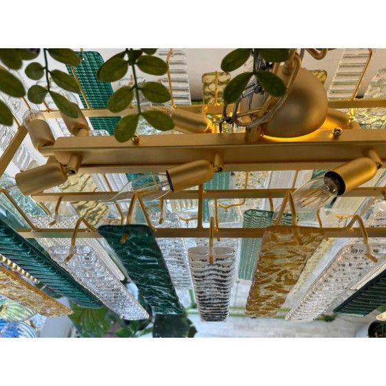 Image 1 of Monumental Rectangular Strip “Listelli” Murano Glass Chandelier by Simoeng