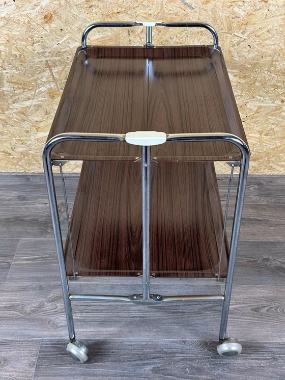 Image 1 of 60s 70s serving trolley dinette side table space age brown design