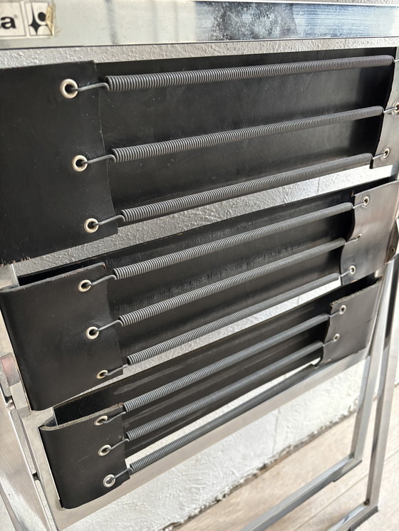 Image 1 of 2x Vintage Lubke Klapstoel Leer Chroom 1970