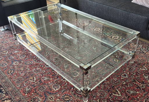 Couchtisch aus Acrylglas/Plexiglas und Glas, Regency-Stil der 1970er Jahre