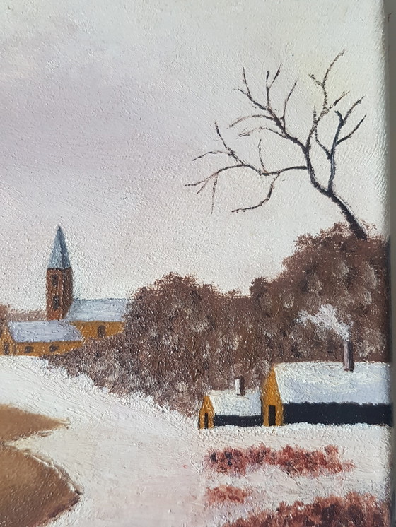 Image 1 of Paisaje invernal en pintura al óleo