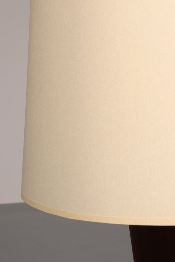 Image 1 of Lámpara de pie de teca con pantalla de tela de Parker Knoll, años 60