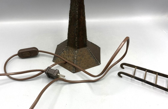 Image 1 of Vintage handgesmede smeedijzeren vuurtoren tafellamp – Rustieke 
