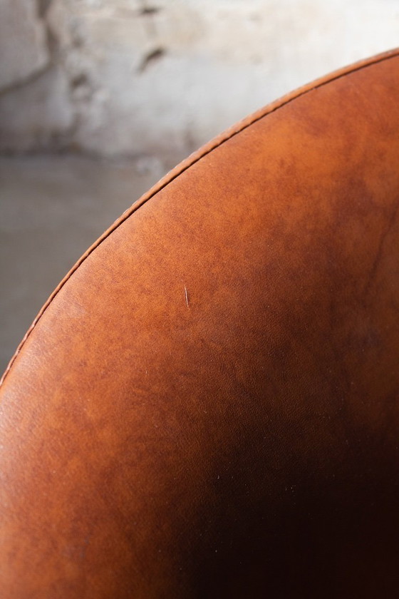 Image 1 of 70's Armchair / Swivel Chair Brown Skai Leather