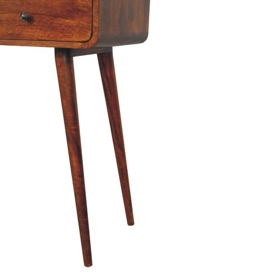 Image 1 of Console Table with 3 Drawers in Solid Mango Wood with Chestnut Finish