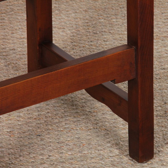Image 1 of Set of 6 straw-seated wooden chairs, French work, 1950
