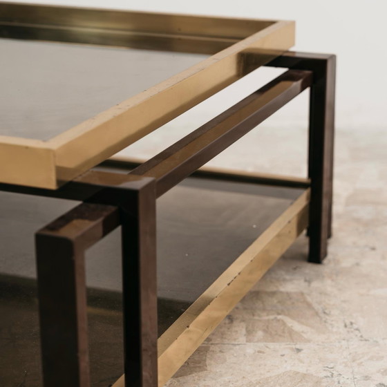 Image 1 of Tavolo Da Salotto Design Hollywood Regency Anni ‘70 Geometrico Ottone Vintage