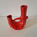 Vaso in ceramica vintage, vaso rosso, stile art nouveau, art deco