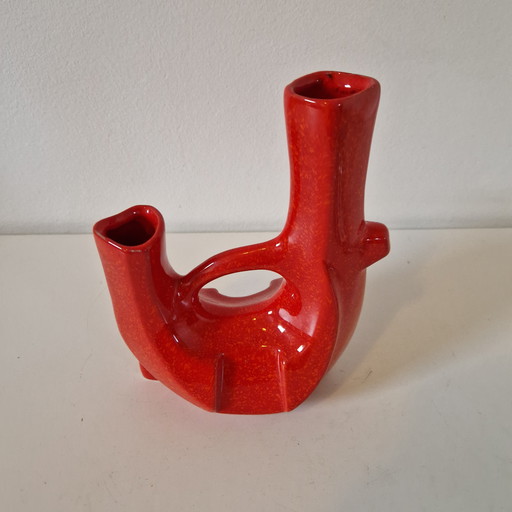 Vintage ceramic vase red vase art nouveau art deco