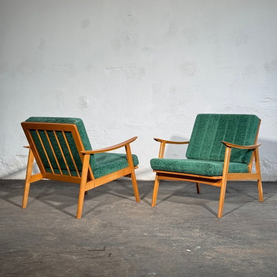 Image 1 of Groene spijlenfauteuil uit het midden van de 20e eeuw, jaren 60