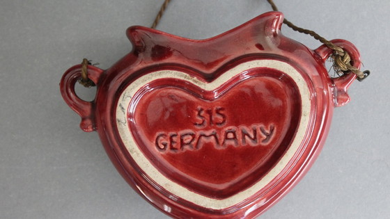 Image 1 of Vintage heart-shaped wall vase in the style of an amphora