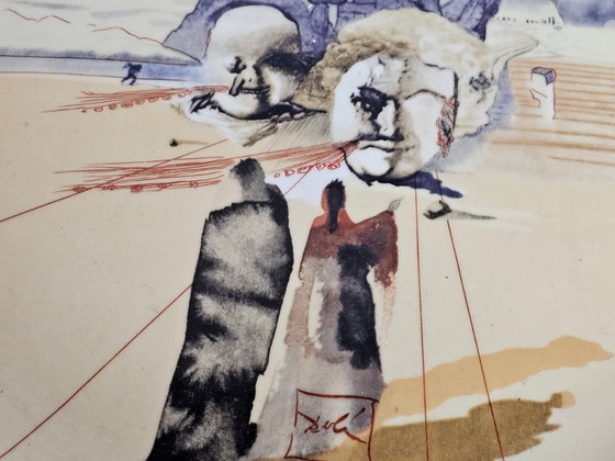 Image 1 of Salvador Dali - 'Avaricia Y despilfarro Purgatorio Canto 20' - bord - verguld - gesigneerd - 1981