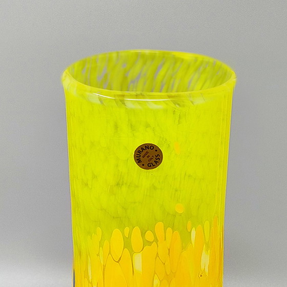 Image 1 of Vaso di lusso giallo degli anni '70 realizzato a mano in vetro di Murano dal Maestro del Vetro, prodotto in Italia
