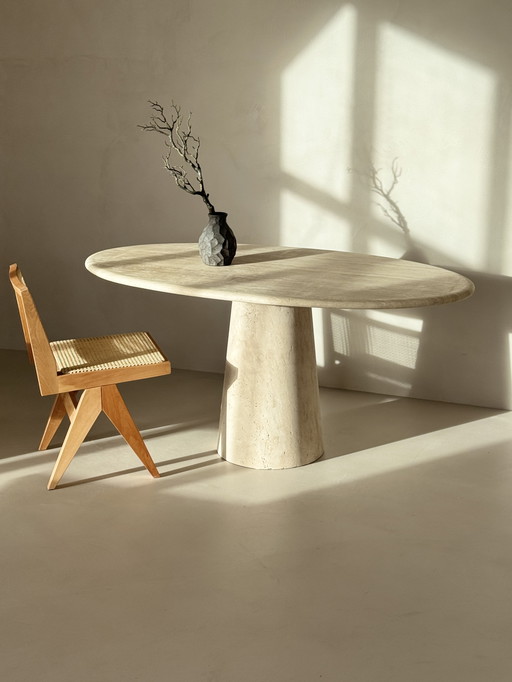 Ovaal Travertine Eettafel 160 cm 