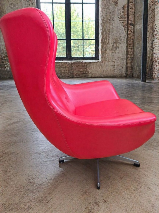 Image 1 of Pair of High-Back Swivel Lounge Chairs Scandinavian Modern Leather & Aluminum by UP Závody Rousínov 1960s Czechoslovakia