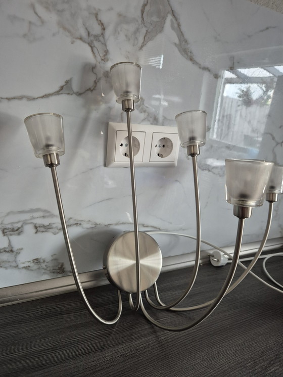 Image 1 of Lampada da parete IKEA V0306 - 5 spot con paralume in vetro