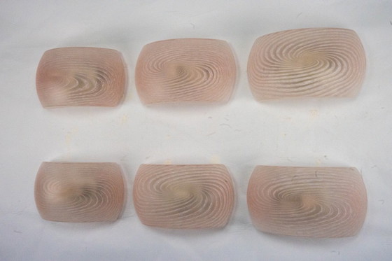 Image 1 of Satz von sechs rosafarbenen Muranoglas-Wandleuchtern. Italien 1970er Jahre