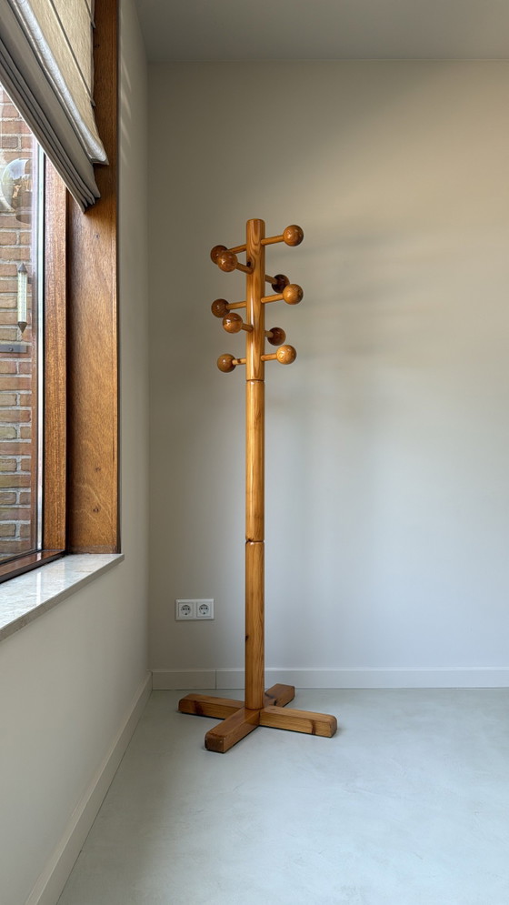 Image 1 of Vintage pine coat rack with spheres