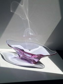 Vintage Coupe Alexandrite Néodyme Verre Rose Lilas Skrdlovice CZ Bohême Mid Century 1950 50s 60s Zelezny Brod ZBS