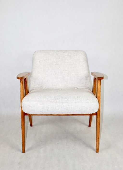  Beige & Ivory Model 366 Lounge Chair by Józef Chierowski, 1970s