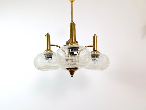 Image 1 of Mid Century Chandelier / Vintage Pendant Light / Rustic Elegant Light Fixture / Yugoslavia 1970's / Hanging Lamp