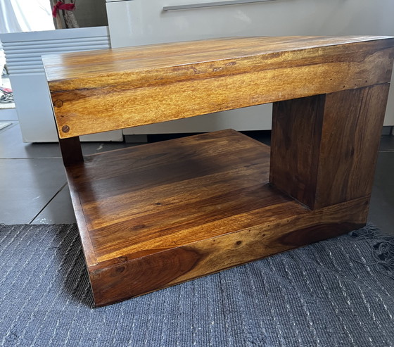 Image 1 of Salontafel/banktafel van sheeshamhout, palissanderhout, 60x60x40cm, massief hout