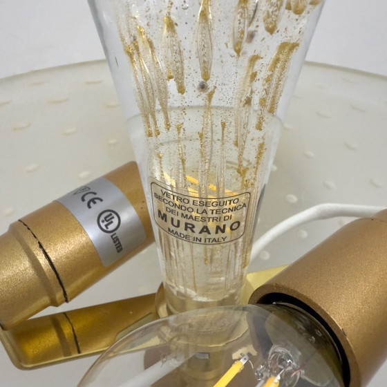 Image 1 of Attribué à Barovier & Toso Applique en laiton et verre de Murano Pulegoso, paire