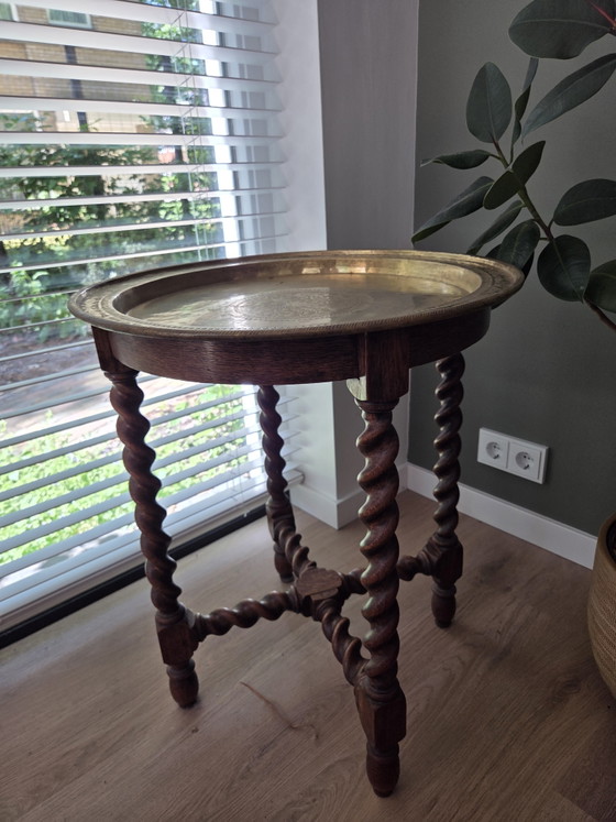 Image 1 of Art decco tafel met koperen blad 