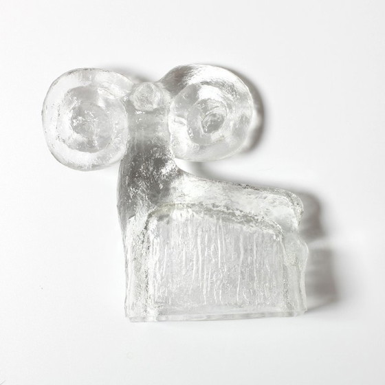 Image 1 of Statua vintage in vetro pressato di ariete / Glass Union / Rudolfova Hut / Repubblica Ceca / 1971