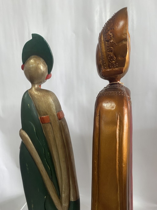 Conjunto de 2 figuras decorativas em madeira – decoratieve objecten, Wood (photo 2 of 11)
