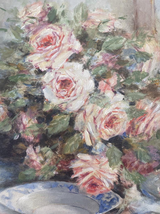 Romantisches Gemälde mit rosa Rosen