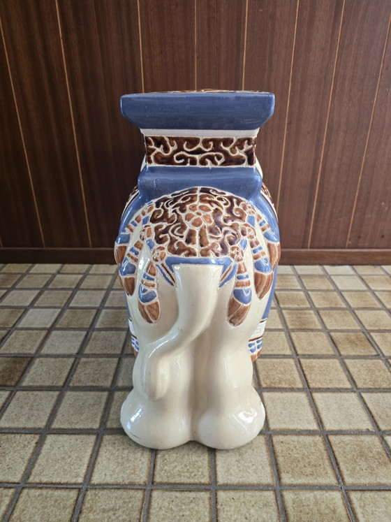 Image 1 of Vintage Ceramic Elephant Plant Table / Side Table