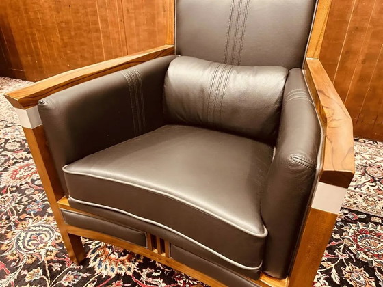 Fauteuil Art Déco Classique Noir Haut, Cuir, Art Deco (photo 14 sur 20)