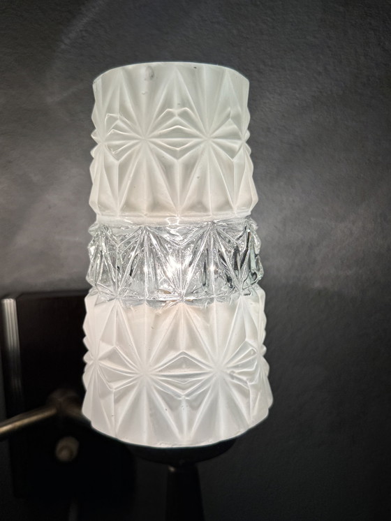 Image 1 of Vintage Wall Lamp 1950s-60s - Glass & Wood Design Classic