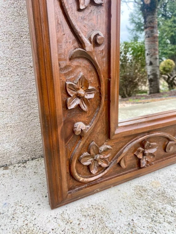 Image 1 of Due specchi antichi intagliati in rovere Napoleone del XIX secolo