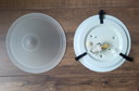 Plafonnier vintage Ikea, abat-jour conique en verre opalin, années 1990.
