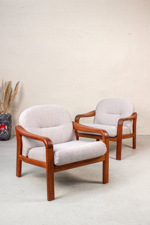 2 poltrone vintage in teak, stile danese anni '60. – fauteuils, Textile