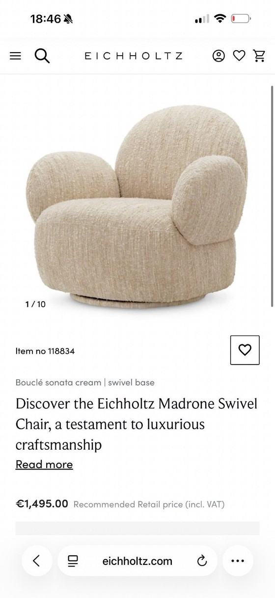 Image 1 of Nuova poltrona girevole Madrone di Eichholtz a partire da €1.495!
